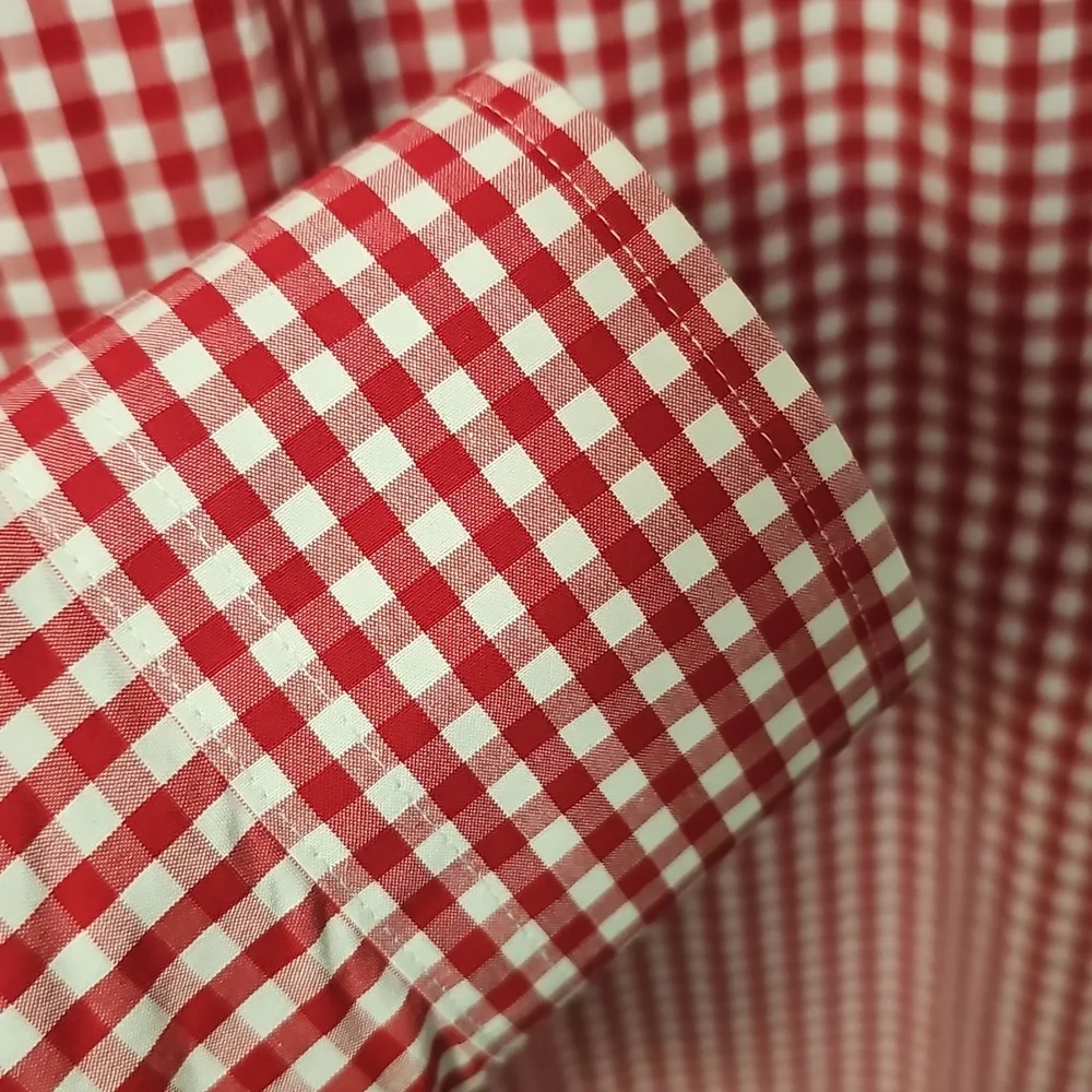 Vineyard Vines Men's Medium Red Check Plaid & Ralph Lauren Peach Button Down - Picture 7 of 16